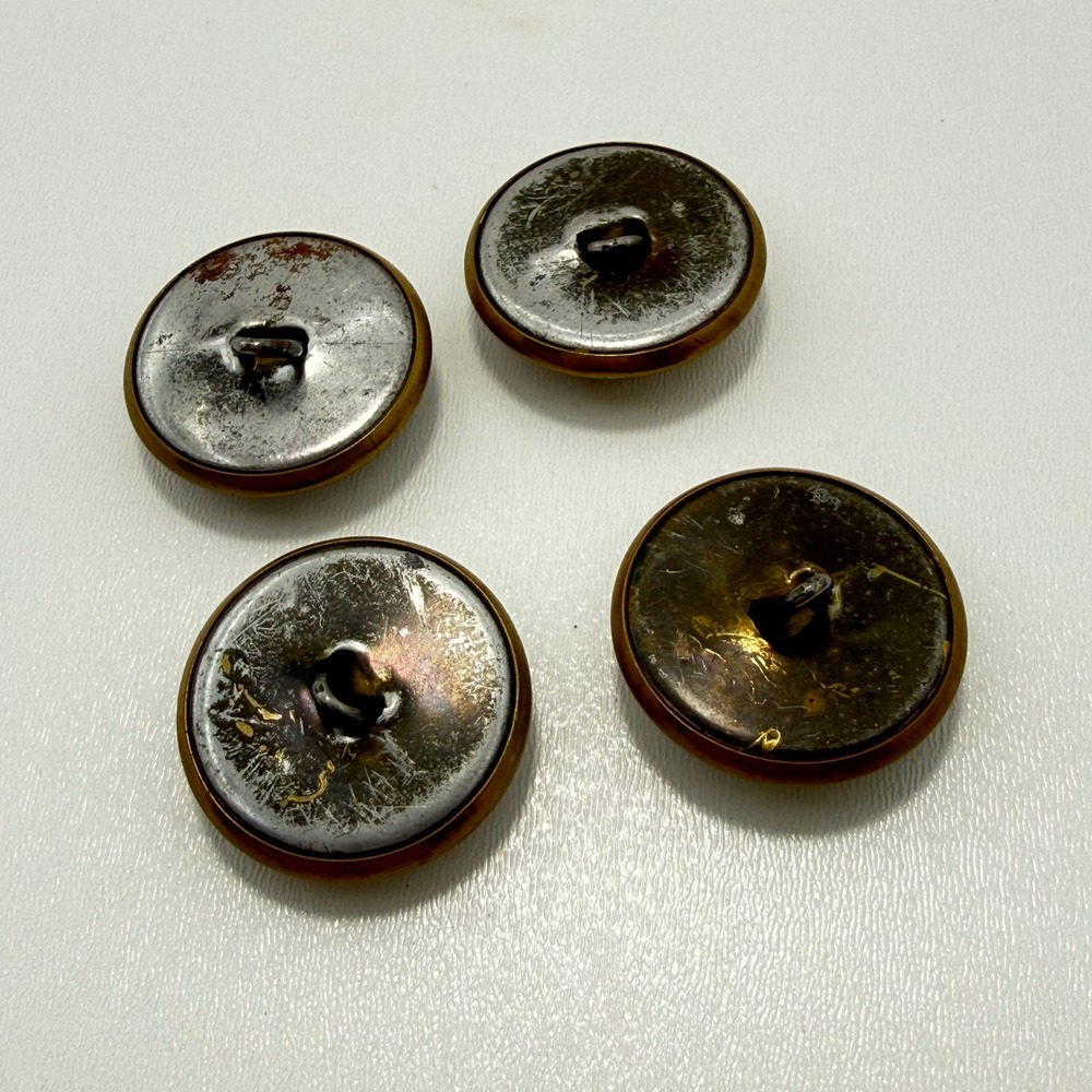 Vintage Heraldic Lion Crest Metal Blazer‎ Buttons Brass Gold Tone Set of 4 - Picture 9 of 10